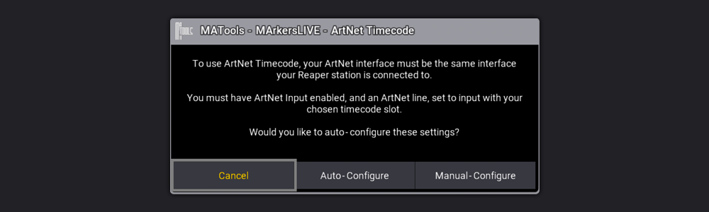 ArtNet Timecode Configure