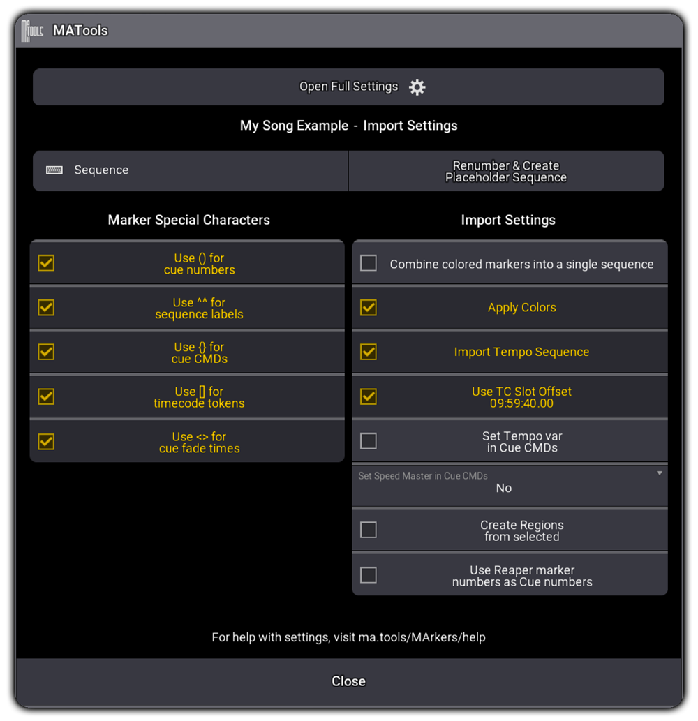 Import Settings