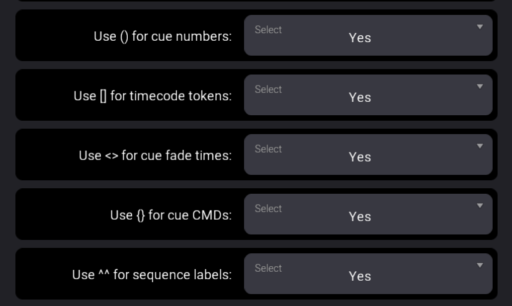 Default Special Characters