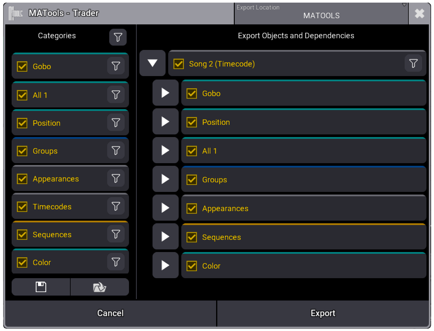 Import/Export Dialog